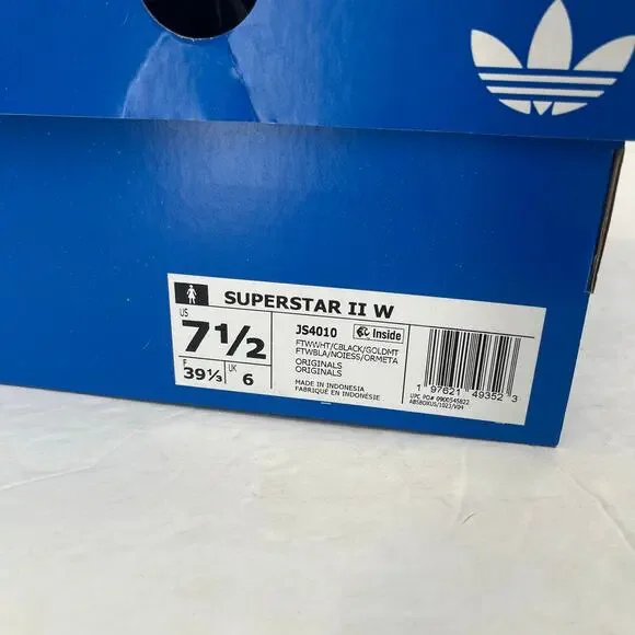 Adidas Originals Superstar II Shell Toe Womens 7.5 White Black Patent NIB - Picture 8 of 8